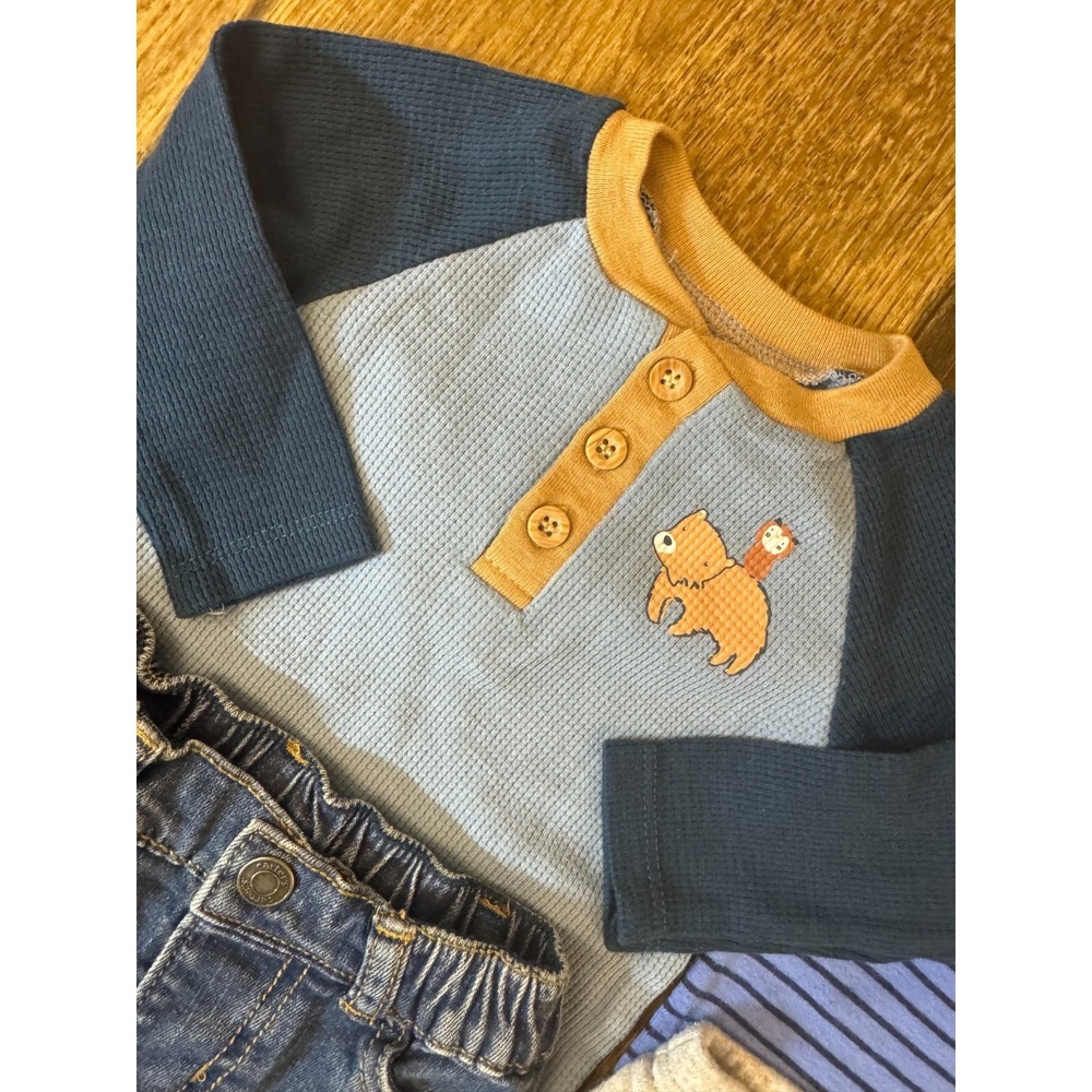 Baby Boy 3 Months Outfits Jeans Pants Long Sleeved Bodysuits‎ Shirts Clothes Lot - Picture 6 of 16